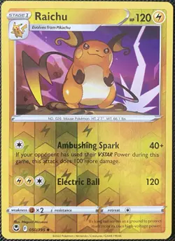 Raichu 050/195 Swsh12: Sword & Shield - Silver Tempest Reverse Holo Pokemon - Image 1