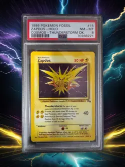 1999 Pokemon Fossil Zapdos Holo #15 PSA 8 NM-MT Cosmos Holo Thunderstorm Deck - Image 1