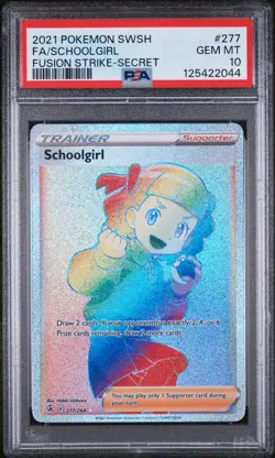 Pokemon Schoolgirl 277/264 PSA 10 2021 SWSH Fusion Strike Rainbow Secret low pop - Image 1