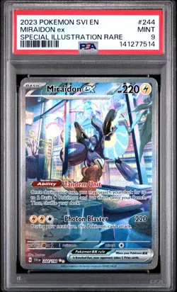 Pokemon PSA 9 Miraidon EX 244/198 SV01: Scarlet & Violet Base Set Holo SIR Mint - Image 1