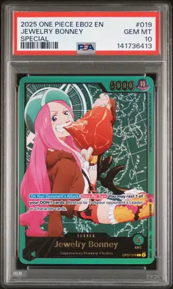2025 ONE PIECE EB02-EXTRA BOOSTER -ANIME 25TH COLL- #019 JEWELRY BONNEY PSA 10 - Image 1