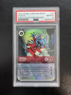 Disney Lorcana Stitch Abomination 21/P1 D100 Collector’s Edition PSA 10 GEM MINT - Image 1