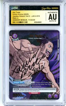 CGC Authentic Auto 10 Signed Xander Mobus Union Arena Aoi Todo UEX02BT/JJK-2-010 - Image 1