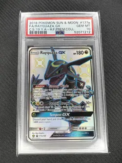 2018 Pokemon S&M Hidden Fates Premium Collection Promo Rayquaza GX #177a PSA 10 - Image 1