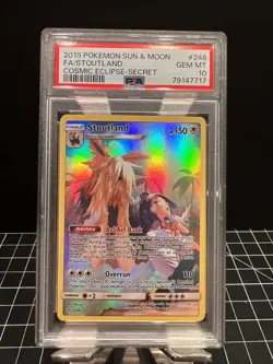 2019 Pokemon Cosmic Eclipse Secret Rare Stoutland #248 - PSA 10 GEM MINT - Image 1