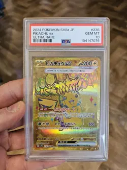 ​PSA 10 Pikachu ex 236/187 UR Gold Terastal Festival Japanese Pokemon Card SV8a - Image 1