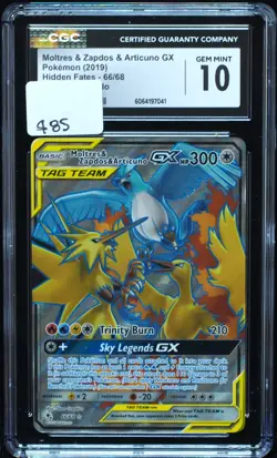 Moltres & Zapdos & Articuno GX 66 CGC 10 Mint Hidden Fates Pokemon Card - Image 1