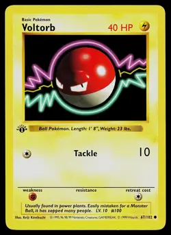Pokemon Card - Voltorb Base Set (Shadowless) 67/102 Common 1st Edition - Image 1