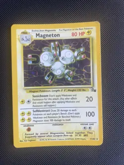 Magneton – 11/62 – Fossil Set – Pokemon Card - Holo Rare – WOTC Vintage - MP - Image 1