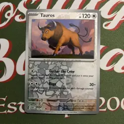 Pokemon Reverse Holo Tauros 128/165 Scarlet & Violet 151 NM Pack Fresh Card - Image 1