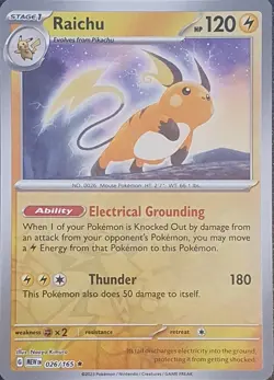 Raichu 026/165 - S&V 151 - Reverse Holo Rare - Pokemon TCG Card NM - Image 1