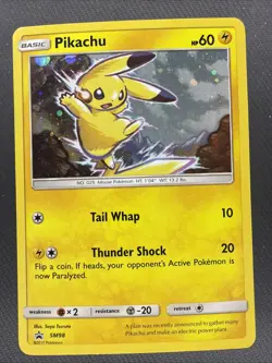 2017 Pokemon TCG Sun & Moon Black Star Promo SM98 Pikachu Cosmos Holo Card - Image 1