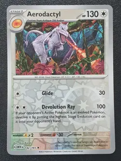 Pokemon Card Aerodactyl Pokemon 151 Reverse Holo Rare 142/165 Near Mint - Image 1