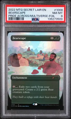 2022 MTG SECRET LAIR DROP PRIDE ACROSS THE MULTIVERSE-FOIL #1008 BEARSCAPE PSA 8 - Image 1