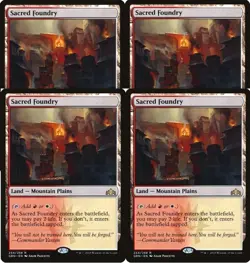 Magic MTG Guilds of Ravnica PLAYSET 4x Sacred Foundry x4 NEAR MINT NM - Image 1