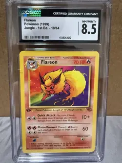 Flareon Jungle 1st Edition 19/64 CGC 8.5 Pokemon Card 1999 Vintage - Image 1