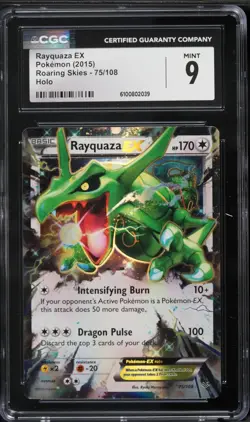 CGC 9 Rayquaza EX Holo Roaring Skies 2015 Pokemon Card #75 - Image 1