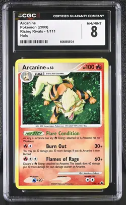 CGC 8 Arcanine 2009 Rising Rivals 1/111 Holo Pokemon Card - Image 1