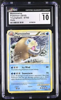 CGC 10 GEM MINT Mamoswine 2010 Triumphant 5/102 Holo Pokemon Card - Image 1