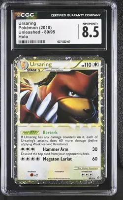 CGC 8.5 Ursaring 2010 Unleashed 89/95 Holo Pokemon Card - Image 1