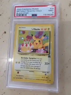 Pokemon PSA 9 MINT 2000 Birthday Pikachu Black Star Promo Holo Card - Image 1