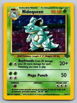 Pokemon Nidoqueen TCG Jungle Holo Card 7/64 Unlimited Holo Rare LP - Image 1