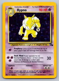 Pokemon: Hypno #8/62 Holo Rare Fossil 1999 WOTC Vintage LP - Image 1
