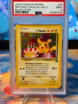 New Cert! PSA 9 2000 POKEMON PROMO BLACK STAR #24 BIRTHDAY PIKACHU-HOLO - Image 1