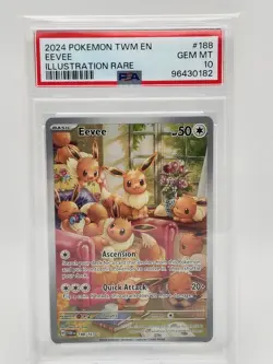 🍁 2024 Pokemon Twilight Masquerade Eevee 188/167 Illustration Rare PSA 10 - Image 1