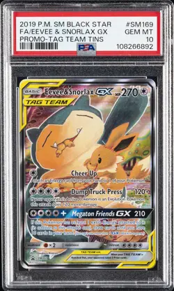 2019 POKEMON SM BLACK STAR PROMO #SM169 FULL ART/EEVEE & SNORLAX GX PSA 10 - Image 1