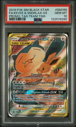 2019 POKEMON SM BLACK STAR PROMO #SM169 FULL ART/EEVEE & SNORLAX GX PSA 10 - Image 1