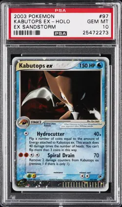 2003 POKEMON EX SANDSTORM #97 KABUTOPS EX-HOLO PSA 10 - Image 1