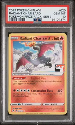 2023 POKEMON PLAY! POKEMON PRIZE PACK: SER 3 #020 RADIANT CHARIZARD PSA 10 - Image 1