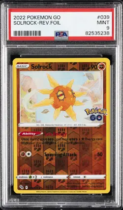2022 POKEMON GO #039 SOLROCK-REVERSE FOIL PSA 9 - Image 1