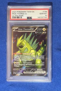 2024 POKEMON TWM EN-TWILIGHT MASQUERADE ULTRA RARE #196 IRON THORNS EX PSA 10 - Image 1
