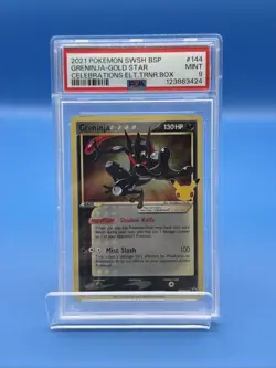 2021 Pokemon Black Star Promo SWSH144 Greninja Gold Star Celebrations PSA 9 - Image 1