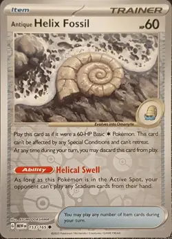 Pokemon TCG Antique Helix Fossil Scarlet Violet-151 153/165 Reverse Holo Nm - Image 1