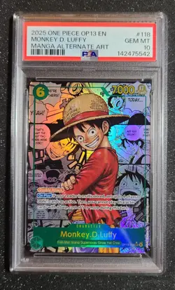2025 One Piece Carrying on His Will OP-13🔥Monkey D. Luffy MANGA ART🔥PSA 10 - Image 1