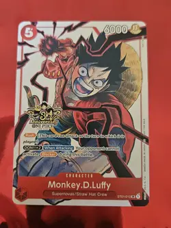 One Piece TCG Monkey D. Luffy 3rd Anniversary Promo Alt Art ST01-012 - Image 1