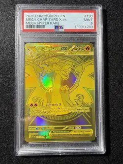 PSA 2025 Pokemon PFL EN Mega Charizard X ex Mega Hyper Rare #130 Mint 9 - Image 1