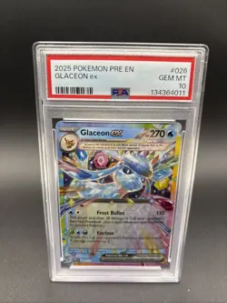 Pokemon TCG Prismatic Evolutions 026/131 Glaceon ex PSA 10 MINT - Image 1