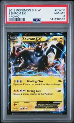 PSA 8 NM-MT 2012 Pokemon Black & White B&W Black Star Promo #BW38 Zekrom EX - Image 1
