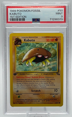 1999 POKEMON FOSSIL #50 KABUTO 1ST EDITION PSA 9 MINT - Image 1