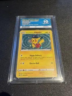Special Delivery Pikachu SWSH074 Pokemon Center ACE 10 GEM MINT PERF SUB POP 8! - Image 1