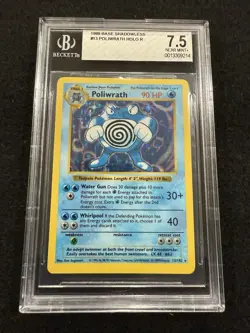 Pokemon Poliwrath Holo 13/102 from Base Set Shadowless in a BGS 7.5 !! - Image 1