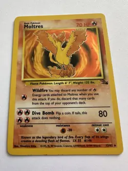 Pokemon TCG Moltres Fossil Card Holo 12/62 Rare LP - Image 1