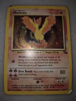 Moltres Holo Rare Pokemon Card 12/62 Fossil Base Set Tcg Shiny Vintage 1999 - Image 1