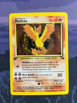 Moltres 12/62 Pokemon TCG 1st Edition Fossil Holo Rare WOTC Card Moderate Play - Image 1