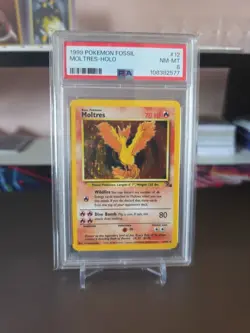 Pokemon TCG Moltres Fossil Holo Rare Card PSA 8 12/62 Vintage - Image 1
