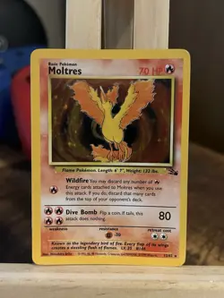 Moltres Fossil Holo Rare Pokemon TCG Card Set 12/62 MP - Image 1